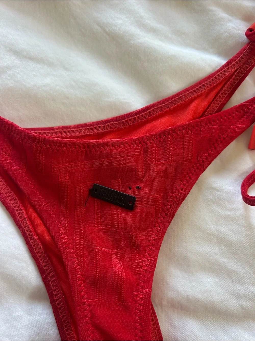 triangl swimwear Red Triangle String Bikini Set